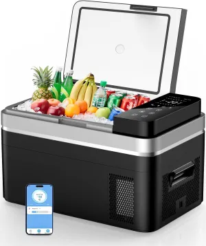 12 Volt Refrigerator, 37QT(35L) 12V Fridge with APP Control, Compressor Electric Cooler, 12V Cooler 12/24V DC 110-240V AC, Portable Freezer -13℉~68℉ for Home, Camping, Travel, Truck (Dark Black)