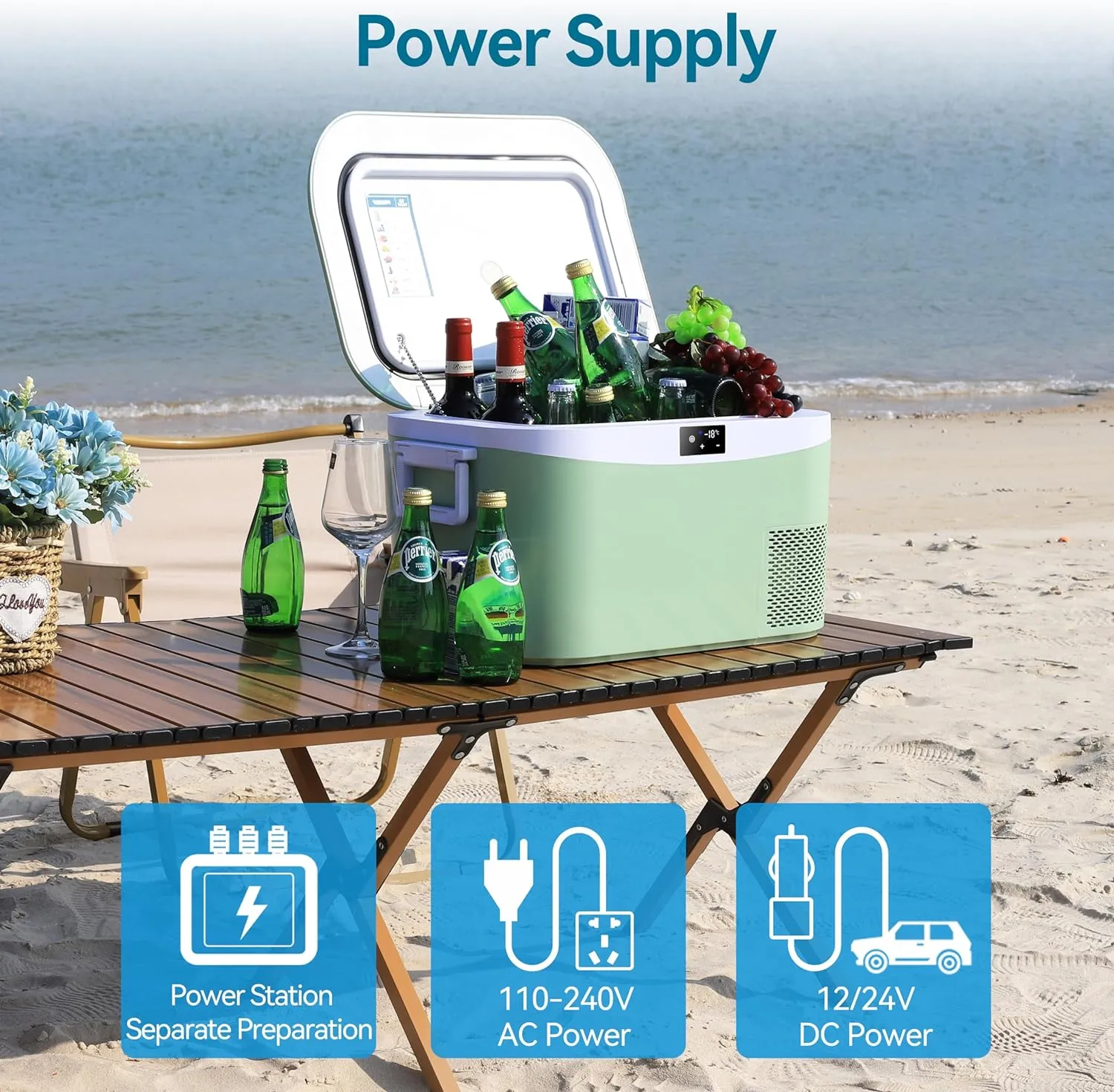 12 Volt Refrigerator Portable Car Freezer 13.5 Quart (12.8 Liter) Compressor Cooler 12V/24V DC 110～240 Volt AC for Truck Van RV Camper SUV Boat Travel Camping Road Trips Tailgating -18℃~ 15℃