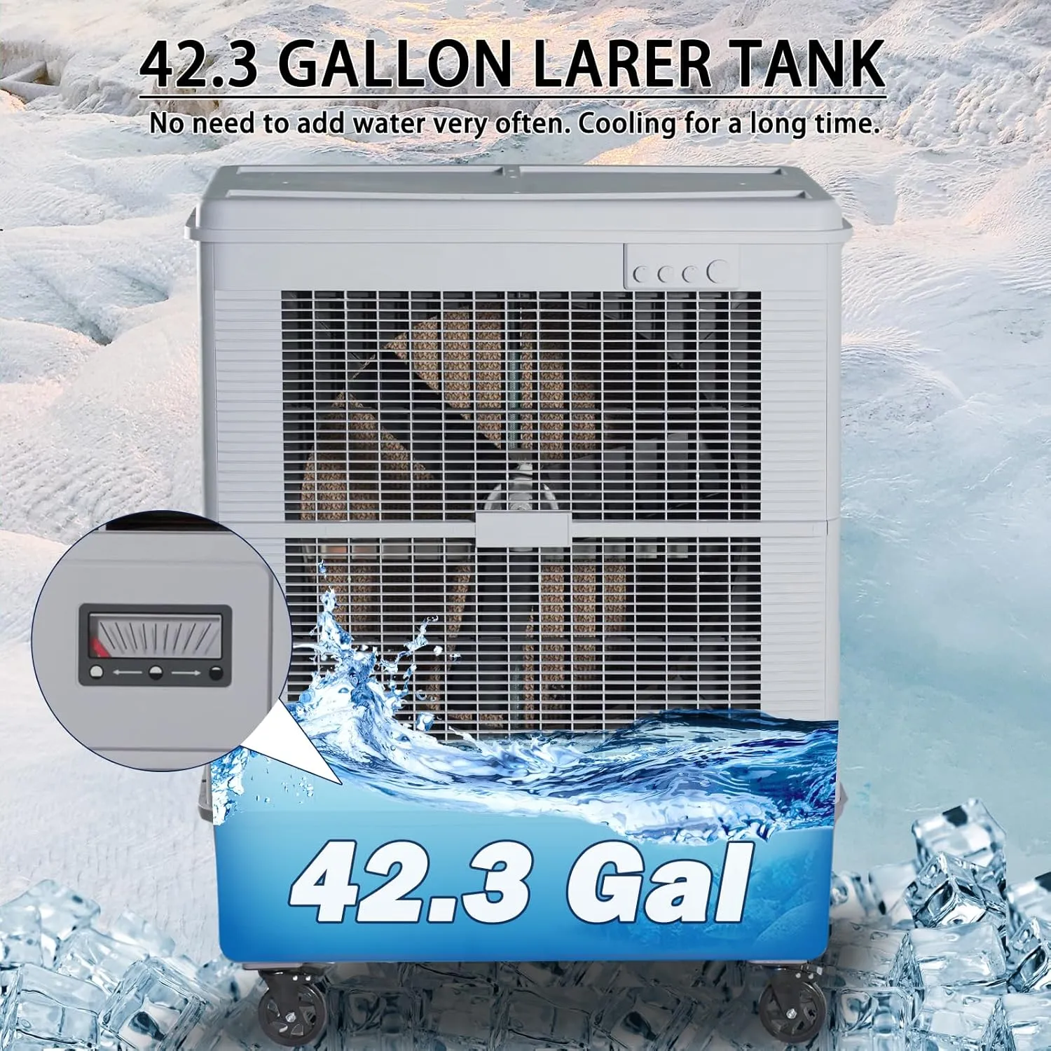 12000 CFM Evaporative Cooler 59", 160L- - 42.3 Gal Tank, 90°Oscillation, 450W 6 Speeds Swamp Water Cooler 120V, Industrial Strength Swamp Cooler for Outdoor Commercial Factories - Gray