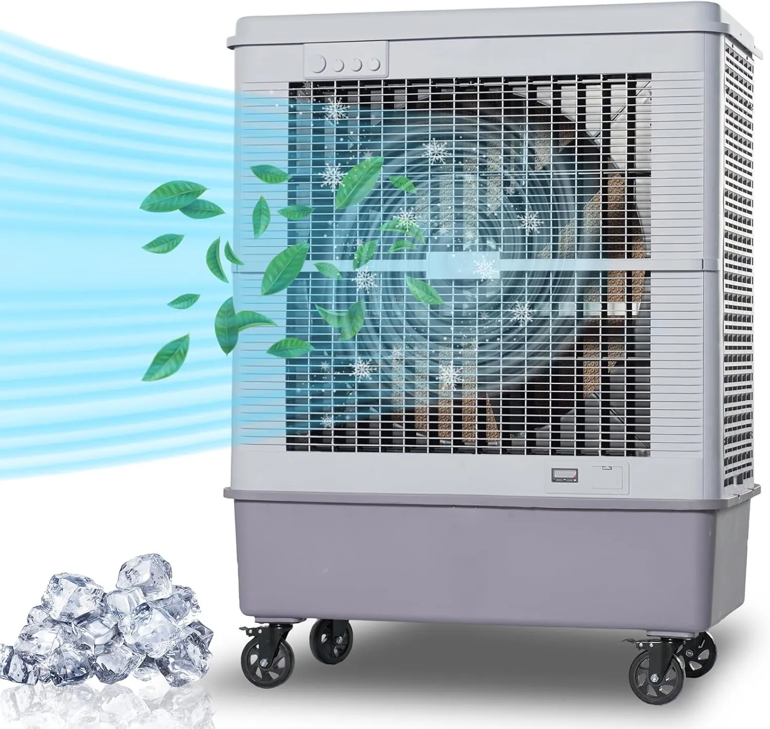 12000 CFM Evaporative Cooler 59", 160L- - 42.3 Gal Tank, 90°Oscillation, 450W 6 Speeds Swamp Water Cooler 120V, Industrial Strength Swamp Cooler for Outdoor Commercial Factories - Gray