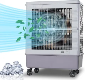12000 CFM Evaporative Cooler 59", 160L- - 42.3 Gal Tank, 90°Oscillation, 450W 6 Speeds Swamp Water Cooler 120V, Industrial Strength Swamp Cooler for Outdoor Commercial Factories - Gray