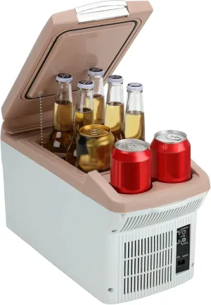 12V Car Refrigerator Cooler/Warmer 6 Quart (6L), 12 Volt DC &110V AC, Electric Car Fridge Portable Compact Camping Cooler Thermoelectric 12V Small Fridge for Car,RV,Camping (Pink)