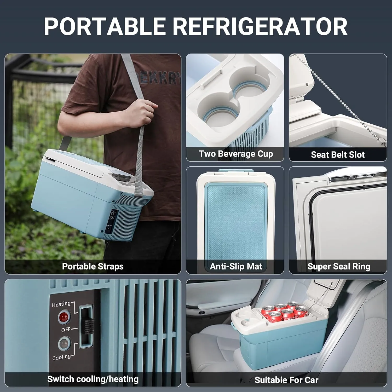 12V Car Refrigerator Cooler/Warmer 6 Quart (6L), 12 Volt DC &110V AC, Electric Car Fridge Portable Compact Camping Cooler Thermoelectric 12V Small Fridge for Car,RV,Camping (Pink)
