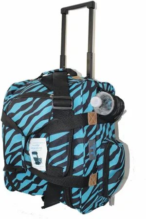 17" Rolling Personal Item Under Seat Luggage For Virgin Australian, Sun Country, Alaska, Delta Airlines (Blue Zebra)