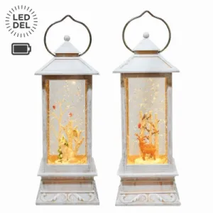 2 Asst 10.75" Led Wood Lantern B/O