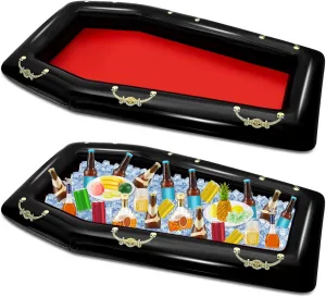 2 Pack 52 Inch Inflatable Coffin Buffet Cooler Beverage Coffin Drink Cooler for 30th Birthday Party Pool Picnic Barbecue Party Halloween