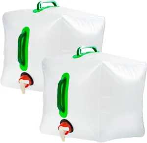 2 Pack 5.3 Gallon Collapsible Water Container with Spigot, Portable Foldable Water Jug
