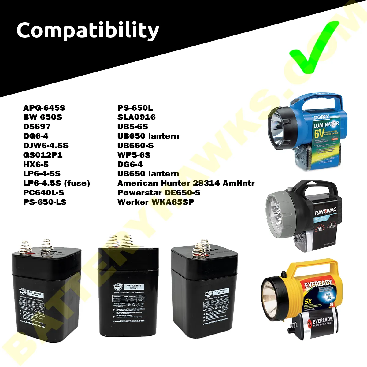 (2 Pack) 650S D5697 DG6-4 DJW6-4.5S GS012P1 SLA-6V5-SPRING APG-645S BW