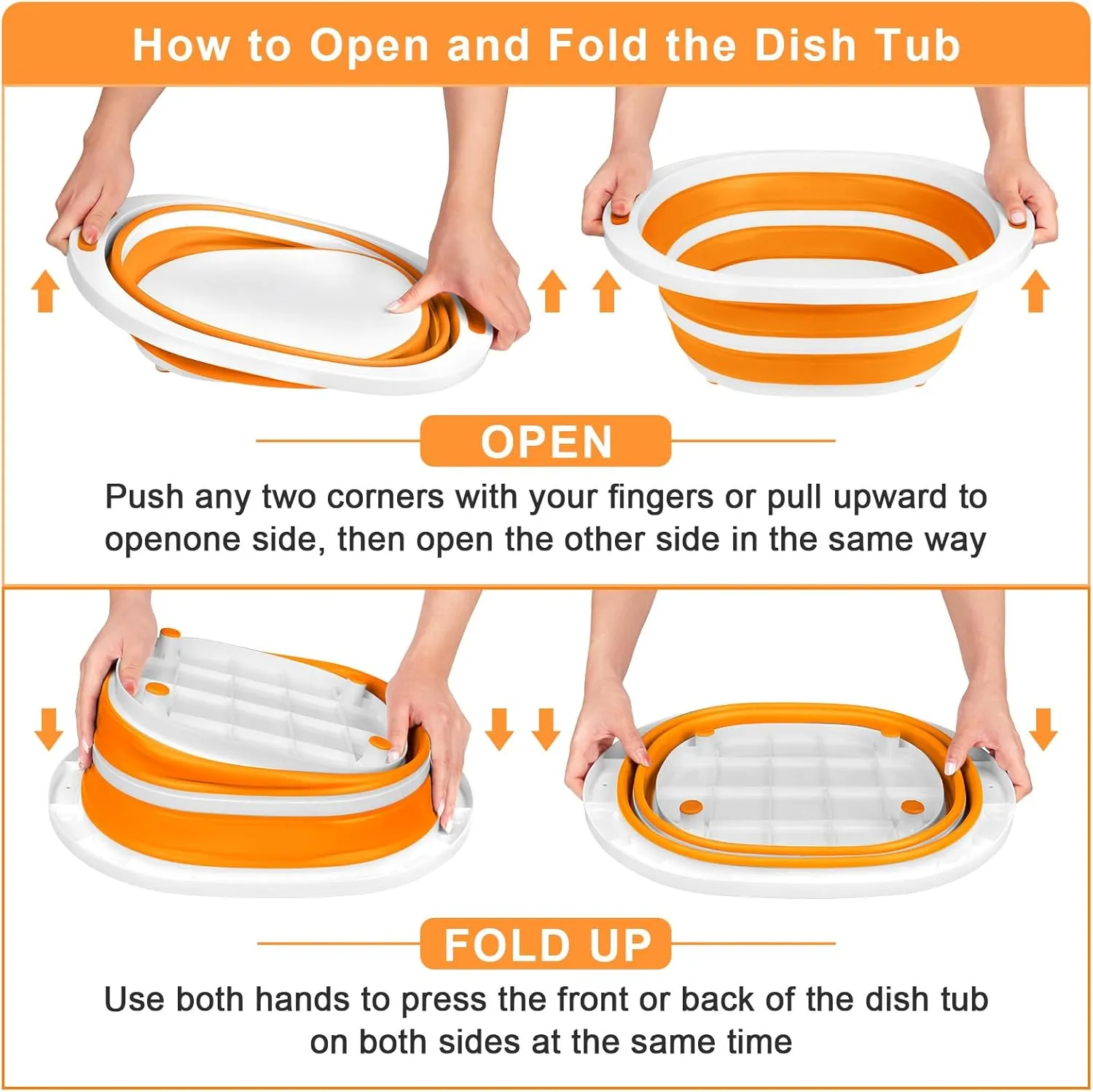 2 Pack Collapsible Wash Basin for Baby Bottles, 2 Gal Portable Sink Basin Cutting Board for RV Home Kitchen, Foldable Dish Pan Ice Beverage Tubs Cleaning Supplies for Outdoor Camping Veggies Washing