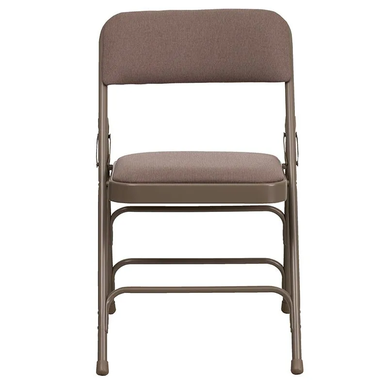 2 Pack HERCULES Series Curved Triple Braced & Double Hinged Beige Fabric Metal Folding Chair - Flash Furniture