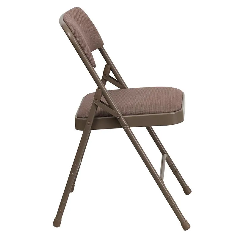 2 Pack HERCULES Series Curved Triple Braced & Double Hinged Beige Fabric Metal Folding Chair - Flash Furniture