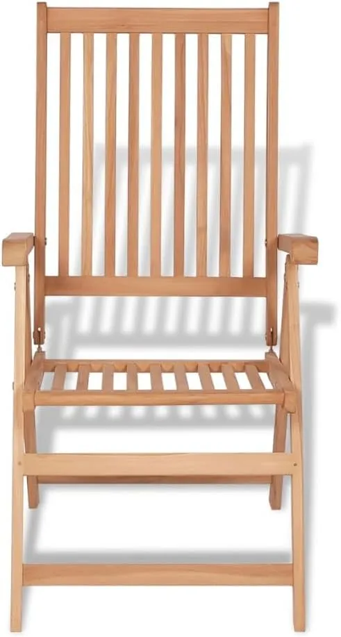 2 Pcs Reclining Folding Patio Chairs Solid Teak Wood Outdoor Lounge Chairs for Garden Backyard Poolside Relaxation