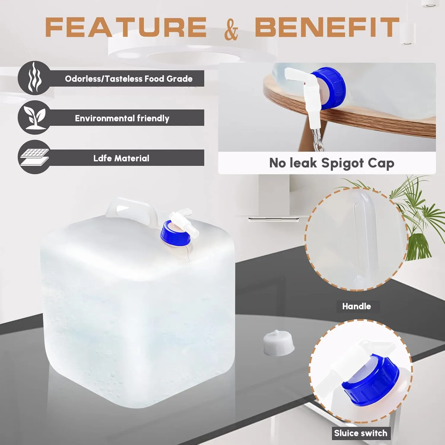 2 Pcs Water Bag Water Container 3.96 Gallon, BPA Free Foldable Water Storage Cube for Hiking, Camping, Driking, Outdoors,indoors,Emergency
