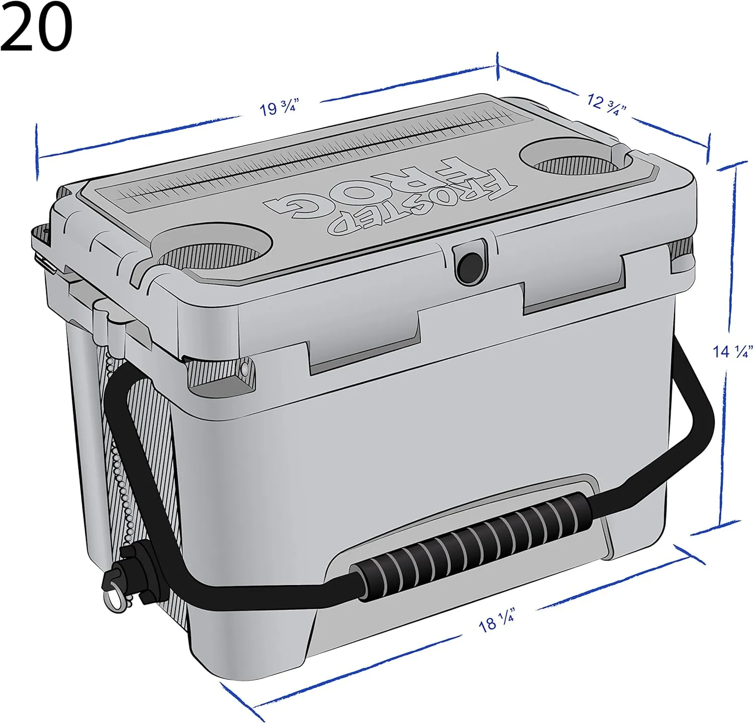 20 Quart Ice Chest Heavy Duty High Performance Roto-Molded Commercial Grade Insulated Cooler