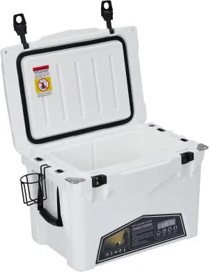 20 Quart Portable Ice Cooler, Heavy Duty Ice Chest with Portable Cup Holder, Fish Ruler, Bottle Openers, Camping Cooler for Beach Boat Fishing Picnic Travel