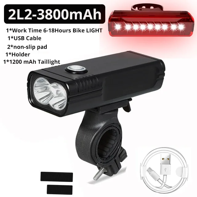 20000Lums Bicycle Light L2/T6 USB Rechargeable 5200mAh Bike Light IPX5 Waterproof LED Headlight  as Power Bank Bike Accessories