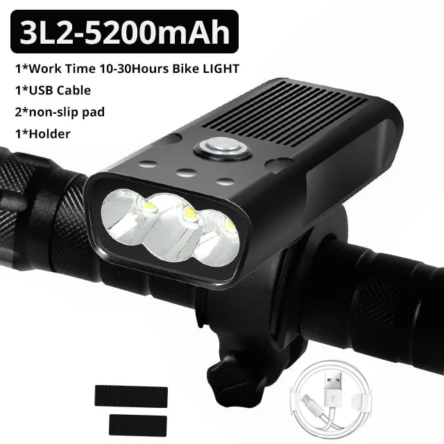 20000Lums Bicycle Light L2/T6 USB Rechargeable 5200mAh Bike Light IPX5 Waterproof LED Headlight  as Power Bank Bike Accessories