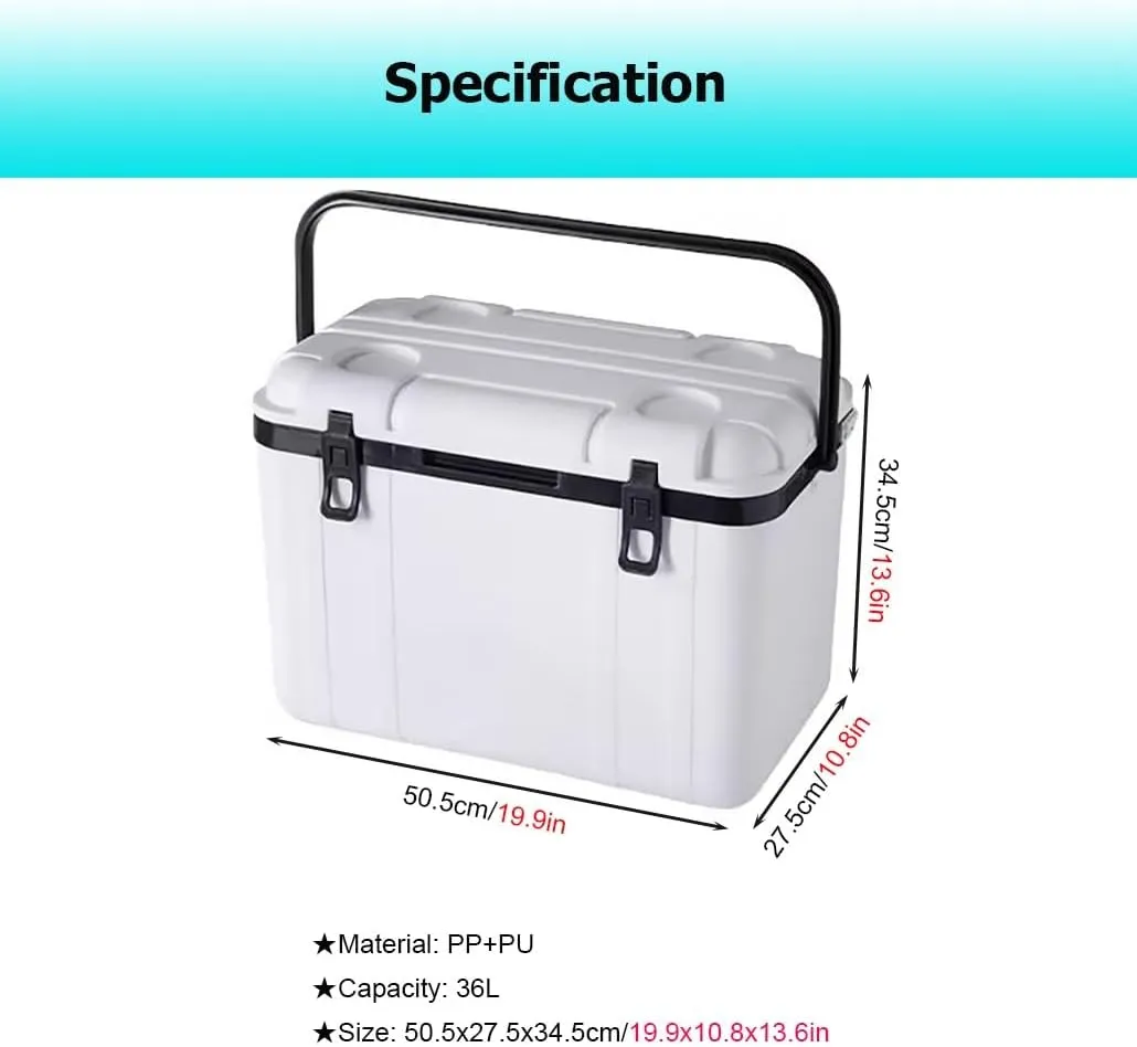 20/36 L Triple-Layered PP Air Tight Drybox Cooler and Small Hard Shell Lunchbox, Insulated Cooler with Handle for Camping Picnic