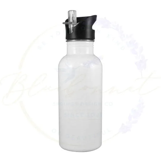 20oz. Flip Top Water Bottle with Straw (White)