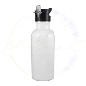 20oz. Flip Top Water Bottle with Straw (White)
