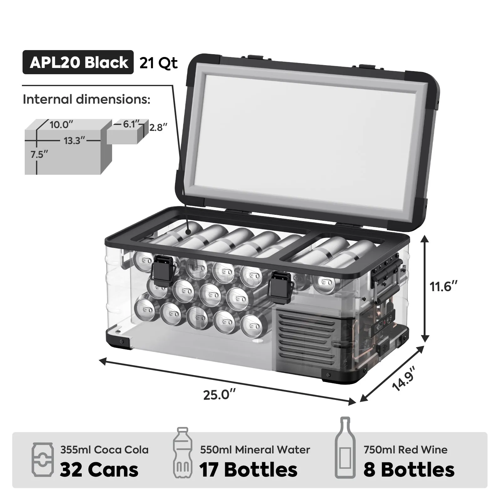 21QT APL20 Black Light Duty Aluminum Freezer Single Zone | ICECO