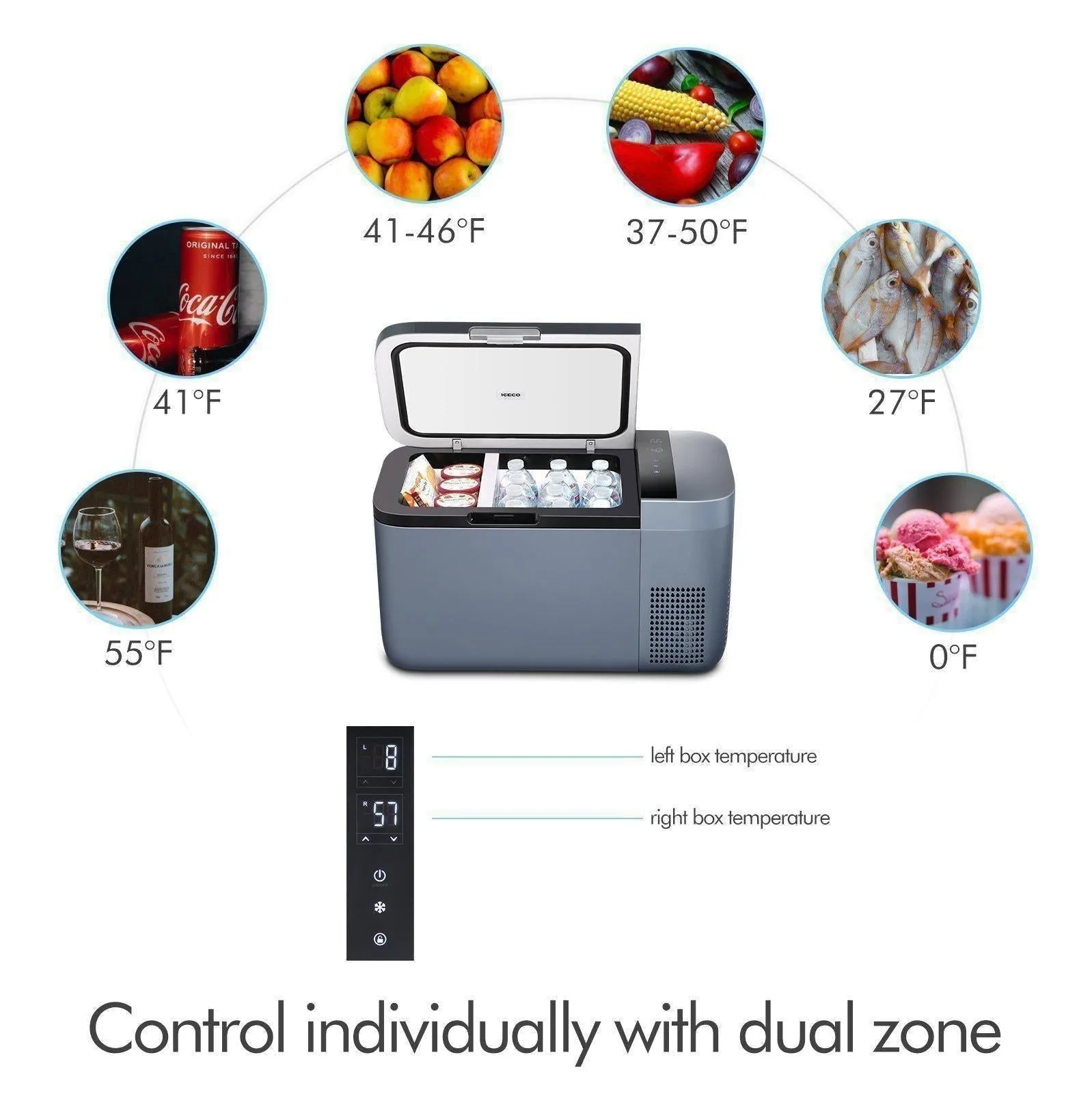 21QT GO20 Dual Zone Portable Fridge Car Freezer | ICECO