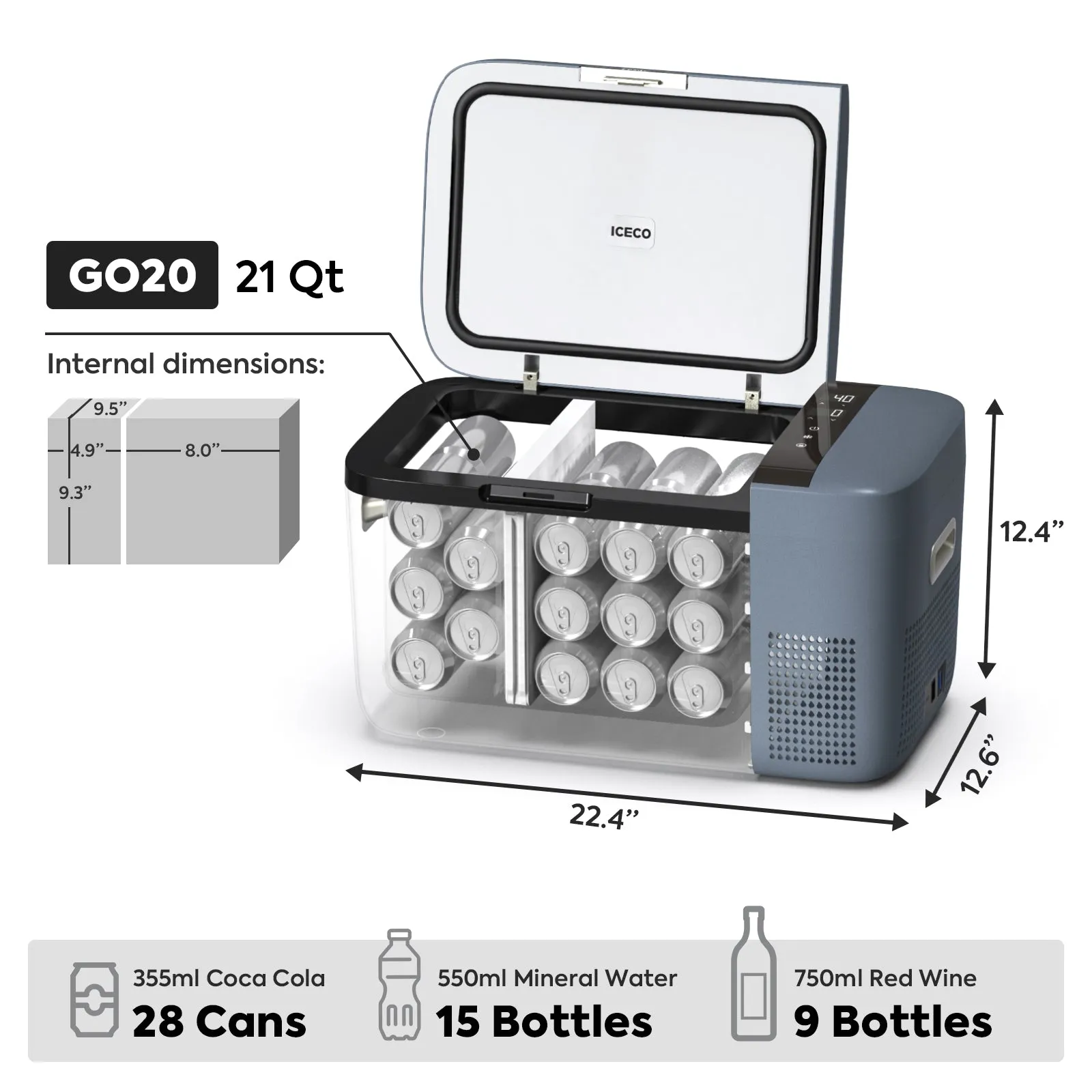 21QT GO20 Dual Zone Portable Fridge Car Freezer | ICECO
