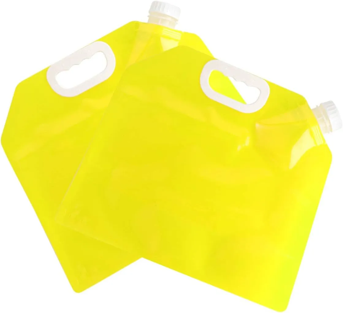2Pcs Large Capacity Foldable Water Carrier Bag Portable Collapsible Drinking Water Container for Outdoor Camping Hiking Picnic Bbq Yellow