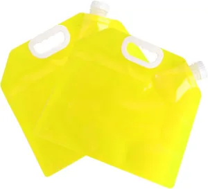 2Pcs Large Capacity Foldable Water Carrier Bag Portable Collapsible Drinking Water Container for Outdoor Camping Hiking Picnic Bbq Yellow