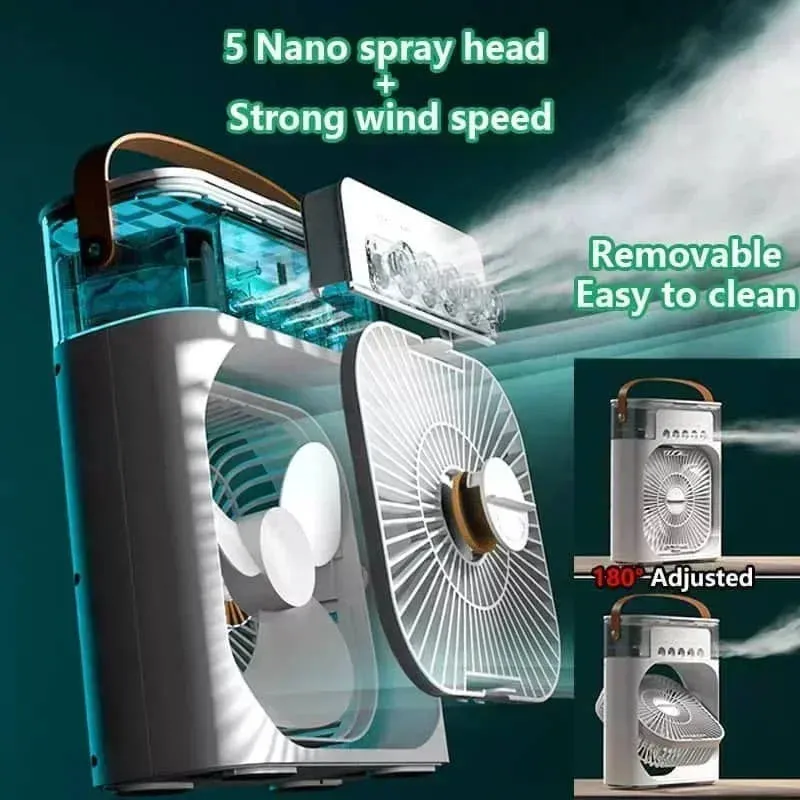 3-in-1 Portable Air Cooler – Fan, Humidifier & LED Night Light