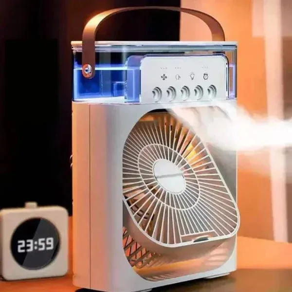 3-in-1 USB Fan with Humidifier and LED Night Light for Versatile Cooling