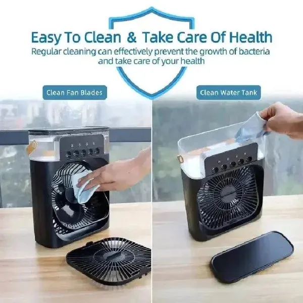 3-in-1 USB Fan with Humidifier and LED Night Light for Versatile Cooling