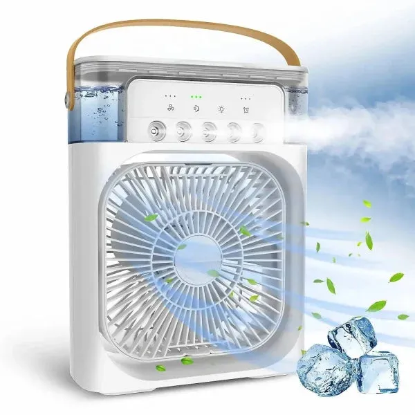 3-in-1 USB Fan with Humidifier and LED Night Light for Versatile Cooling