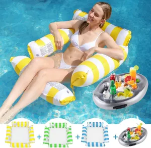 3-Pack Inflatable Swim Ring for Kids & Adults  1 Pool Ice Bar - Durable Pool Float, Fun Beach Toy, Easy to Inflate, Bright Colors, Perfect for Pool, Lake, or Summer Parties