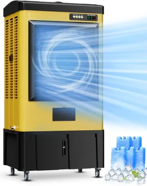 3531 CFM Swamp Cooler, 38IN Evaporative Air Cooler with 9.6 Gal Water Tank, 3 Speeds, 120°Oscillation, 3 Ice Packs, Outdoor Air Conditioner for Garage, Patio, Yard, Factory