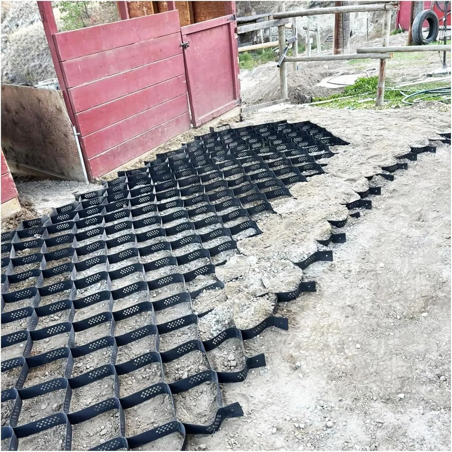 3ft/6.5ft/10ft/13ft/16.5ft/20ft/23ft/26ft/30ft Large Slope Grid Erosion Control, Honeycomb Soil Muds Support Mesh for River Bank Embankment, Outdoor Patio Backyard Pathway Walkway Pea Gravel Geogrid(3