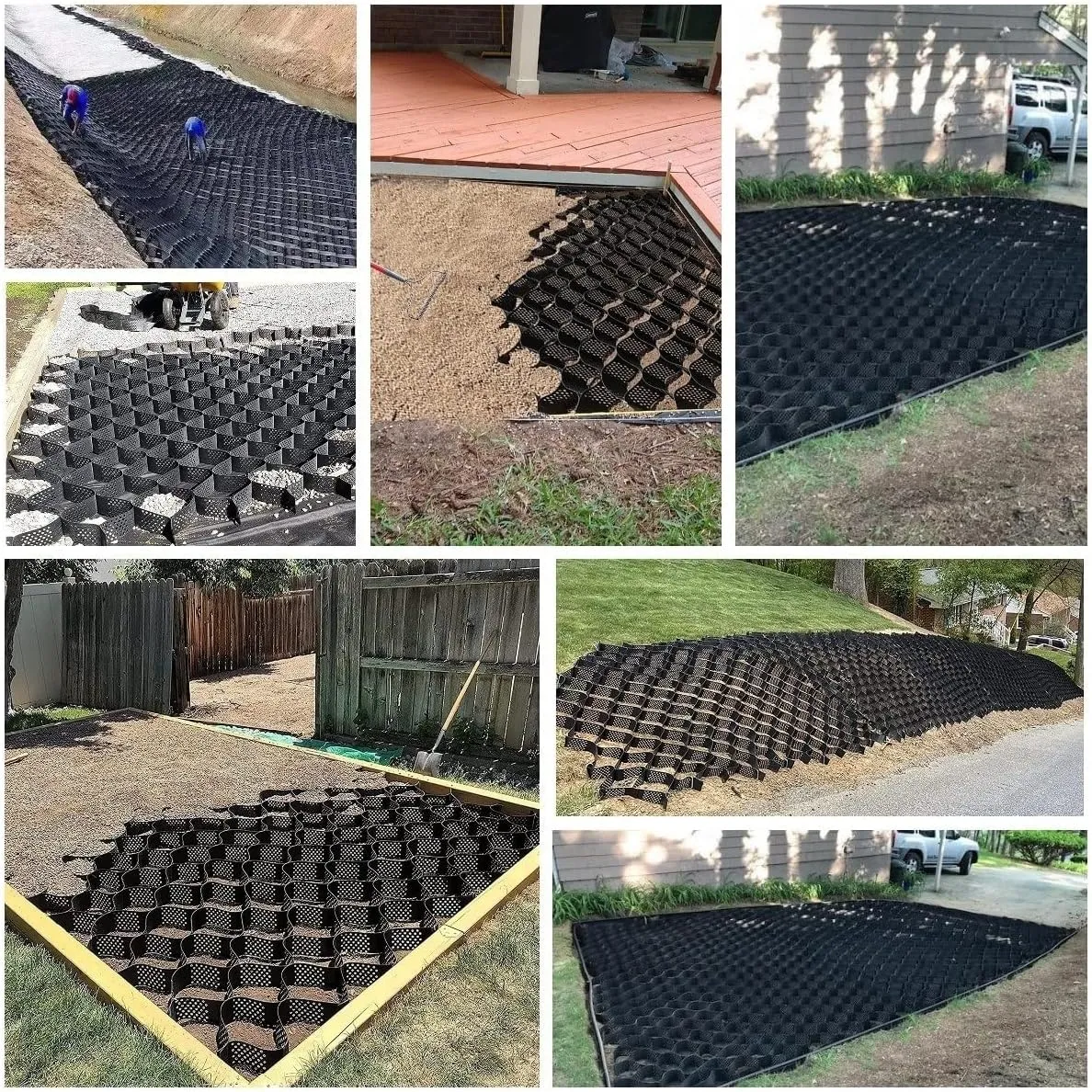3ft/6.5ft/10ft/13ft/16.5ft/20ft/23ft/26ft/30ft Large Slope Grid Erosion Control, Honeycomb Soil Muds Support Mesh for River Bank Embankment, Outdoor Patio Backyard Pathway Walkway Pea Gravel Geogrid(3