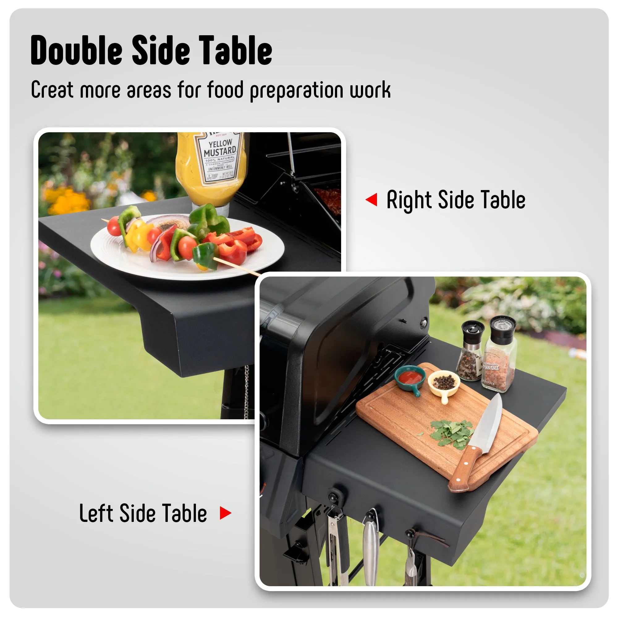 4-Burner Propane Gas Grill with 2 Side Tables and Porcelain-Enameled Grates for Patio Garden Barbecue,36000 BTU Outdoor Grill for Outdoor Cooking, Black
