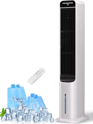 41 Inch Cooling Fans That Blow Cold Air, Portable Evaporative Air Cooler with Remote, 12H Timer, 120°Oscillation, 4 Mode, Easy Cleaning, Swamp Cooler Windowless Air Conditioner for Bedroom, Room