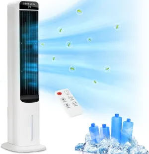 41 Inch Cooling Fans That Blow Cold Air, Portable Evaporative Air Cooler with Remote, 12H Timer, 120°Oscillation, 4 Mode, Easy Cleaning, Swamp Cooler Windowless Air Conditioner for Bedroom, Room