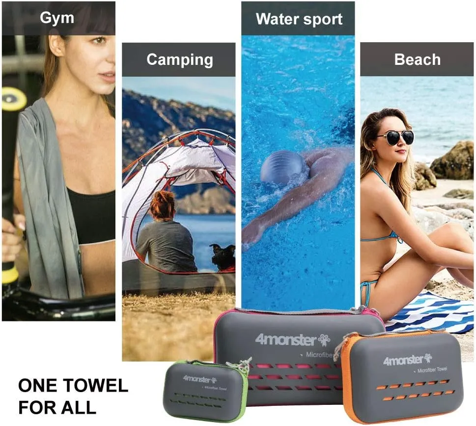 4Monster Camping Towels Super Absorbent, Fast Drying Microfiber Travel Towel, Quick Dry Ultra Soft Compact Gym Towel for Swimming Beach Hiking Yoga Travel Sports Backpack (59.00" x 30.00", Blue)