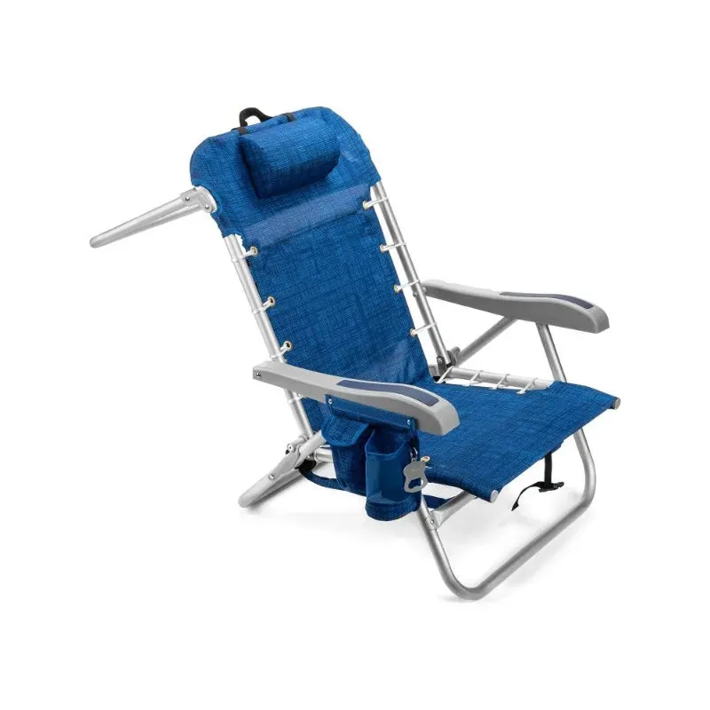5-Position Folding Beach Chair with Accessories