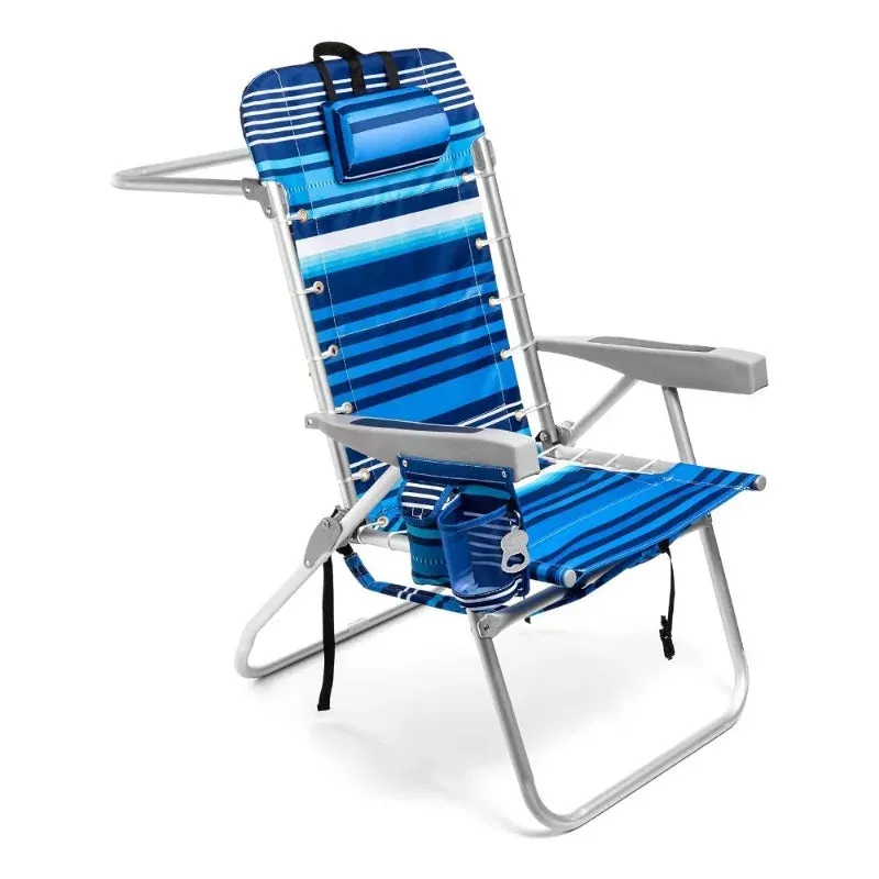 5-Position Folding Beach Chair with Accessories