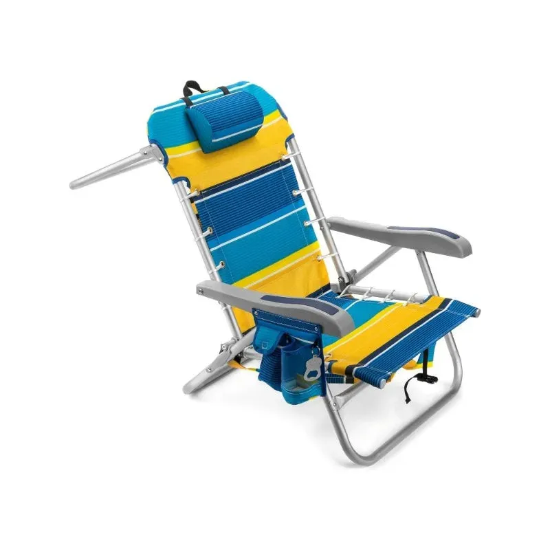 5-Position Folding Beach Chair with Accessories