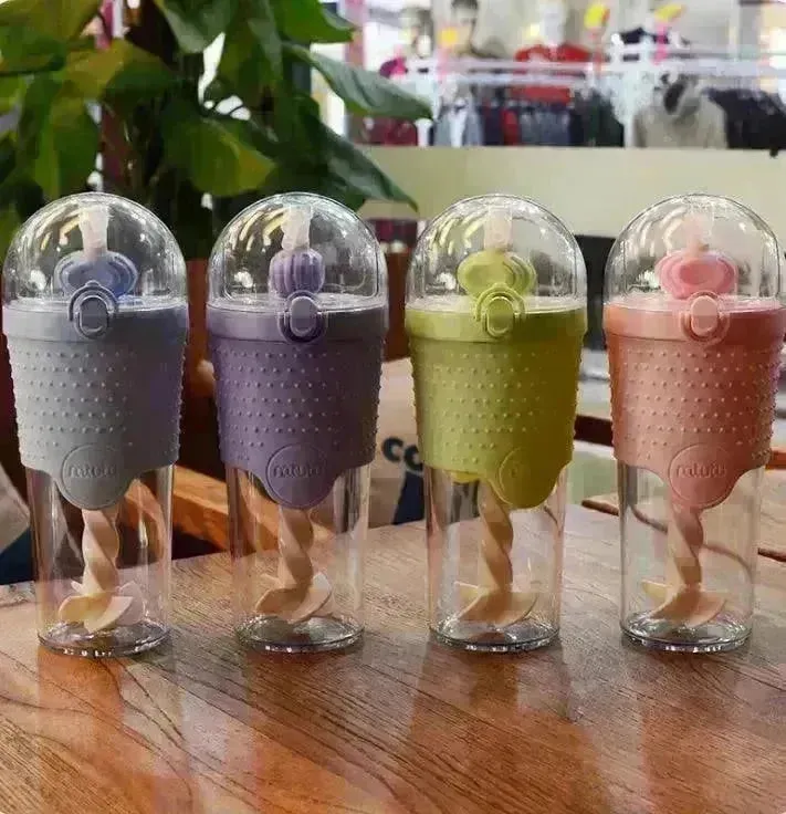500ML Kids Plastic Water bottles Protein Shaker Blender Bottles with straw BPA Free Portable Sport My Water bottles