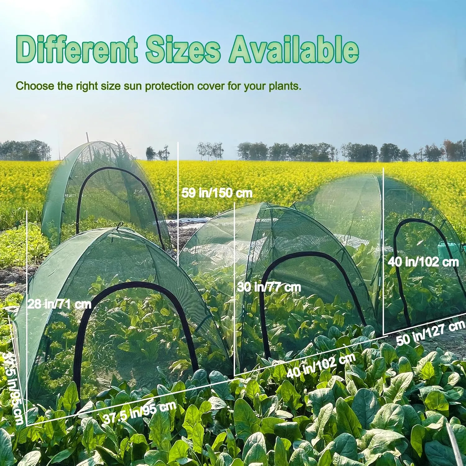 50" x 50" x 40" Mesh Plant Cover from Animals - Plant Netting Pest Guard Cover with Stakes for Raised Bed, Plant Tent Cage Protector for Vegetables Fruits Flowers Small Animals 1PCS