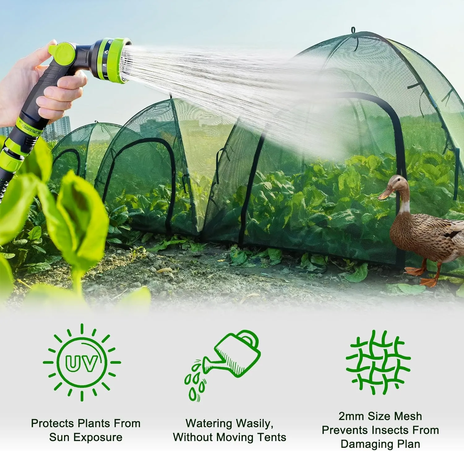 50" x 50" x 40" Mesh Plant Cover from Animals - Plant Netting Pest Guard Cover with Stakes for Raised Bed, Plant Tent Cage Protector for Vegetables Fruits Flowers Small Animals 1PCS
