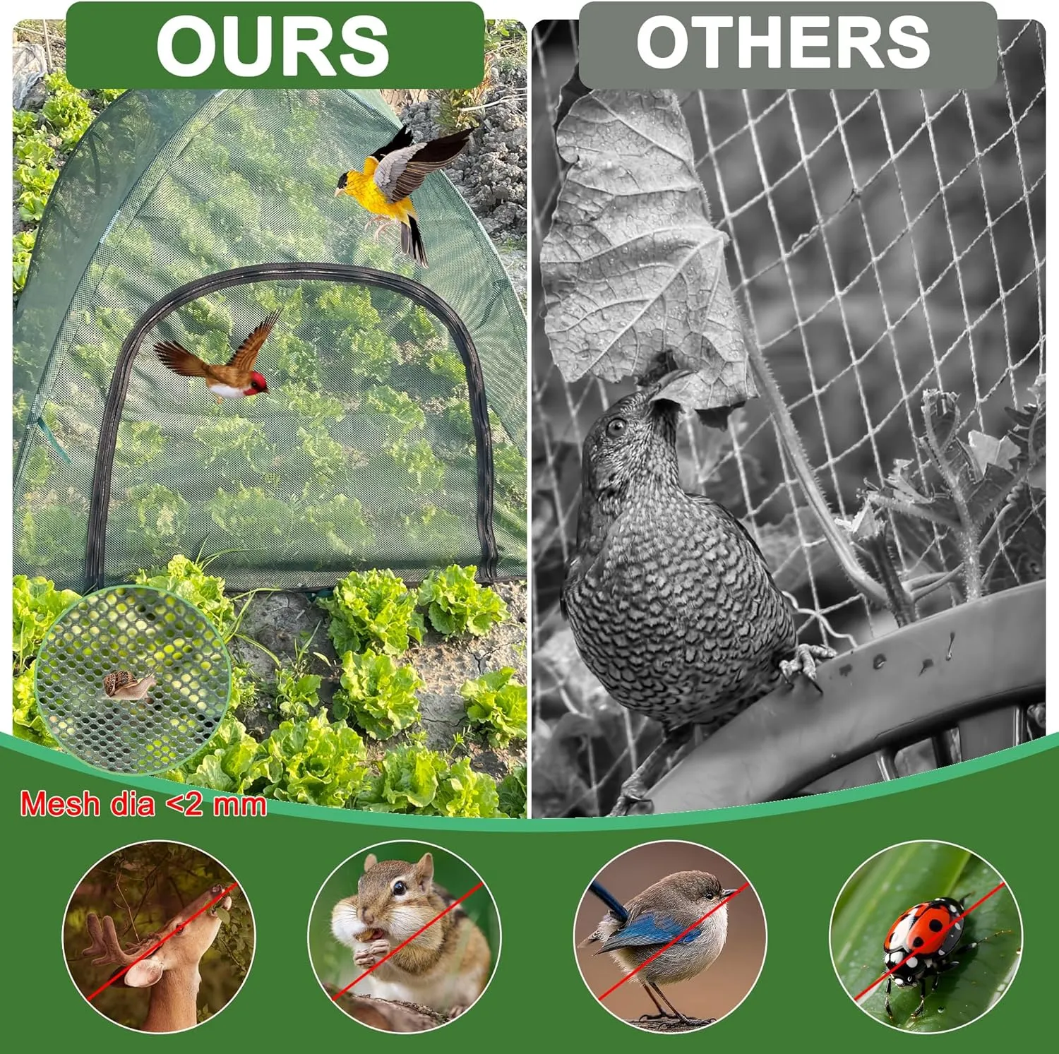 50" x 50" x 40" Mesh Plant Cover from Animals - Plant Netting Pest Guard Cover with Stakes for Raised Bed, Plant Tent Cage Protector for Vegetables Fruits Flowers Small Animals 1PCS