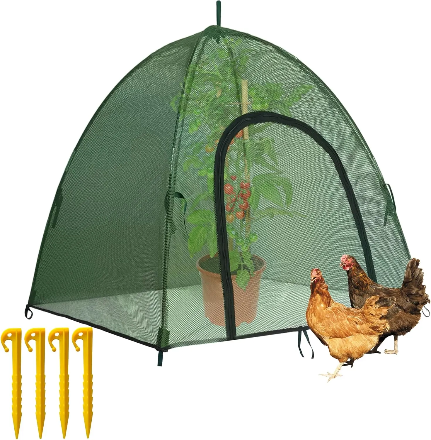 50" x 50" x 40" Mesh Plant Cover from Animals - Plant Netting Pest Guard Cover with Stakes for Raised Bed, Plant Tent Cage Protector for Vegetables Fruits Flowers Small Animals 1PCS