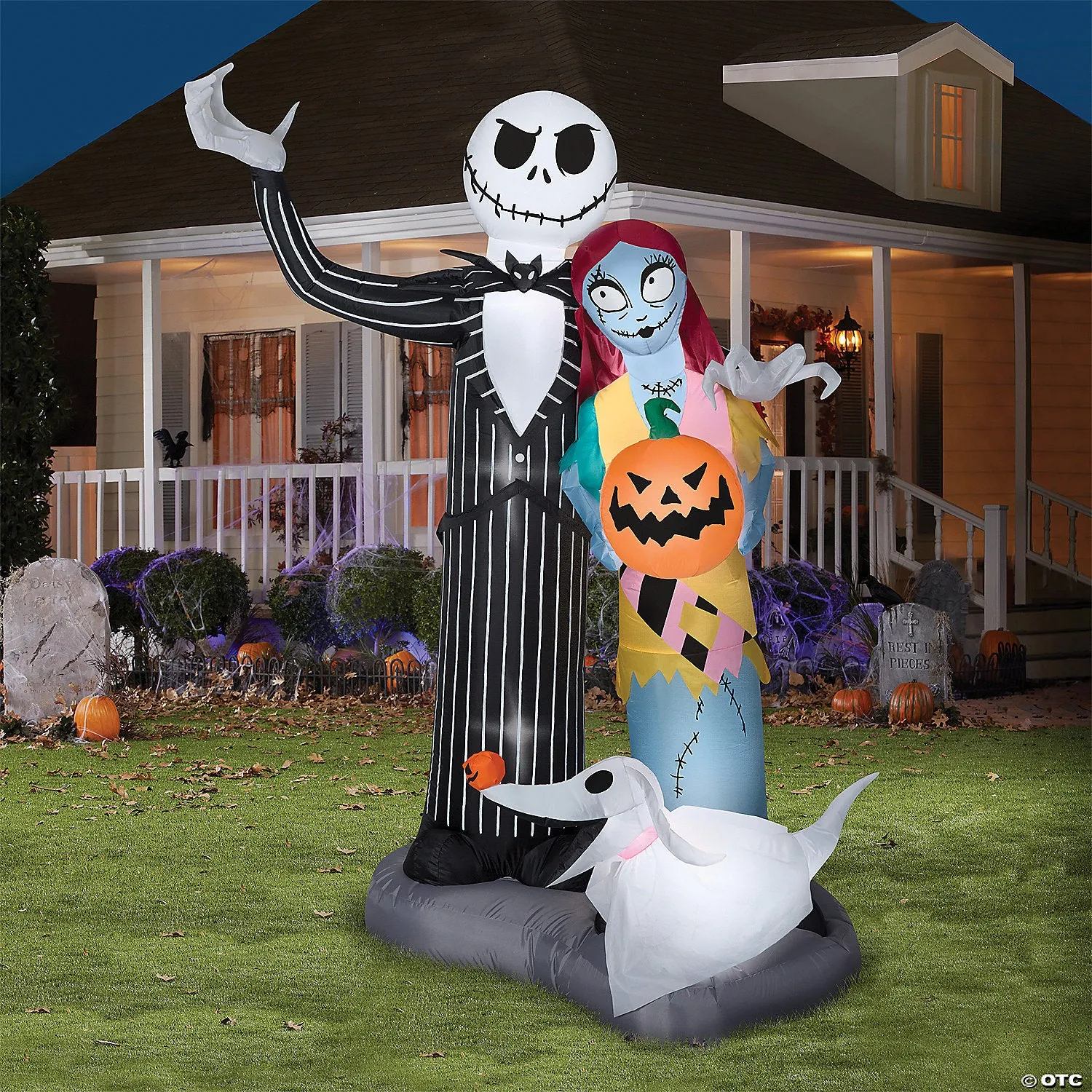 6 Ft. Blow-Up Inflatable Nightmare Before Christmas Jack, Sally & Zero with Built-In LED Lights Outdoor Yard Decoration